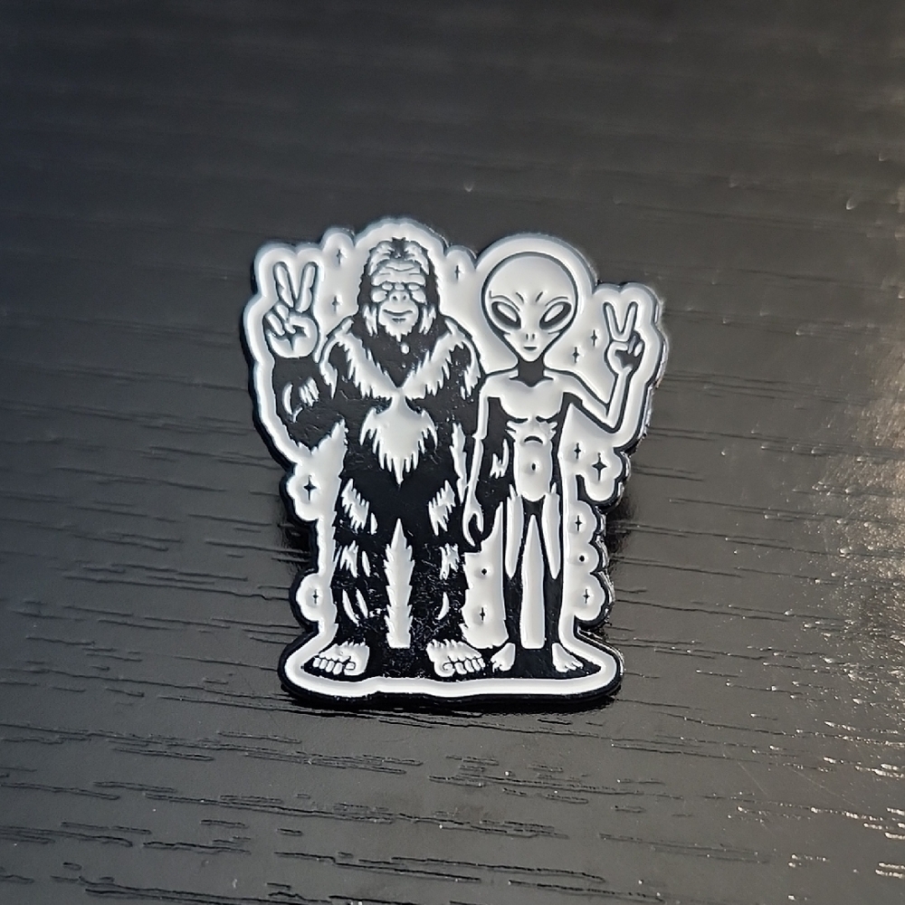 Bigfoot and Alien Enamel Pin